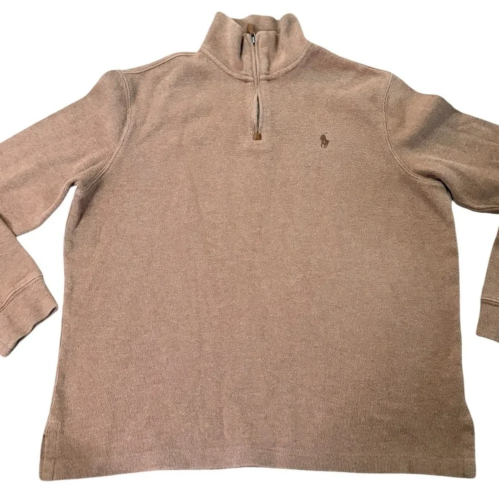Polo Ralph Lauren Quarter Zip Pullover Mens Large Tan